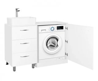 Тумба STYLE LINE ЛС-000010046 "Берн 120" (3 ящ.) со столешницей, белая, PLUS под стиральную машинку